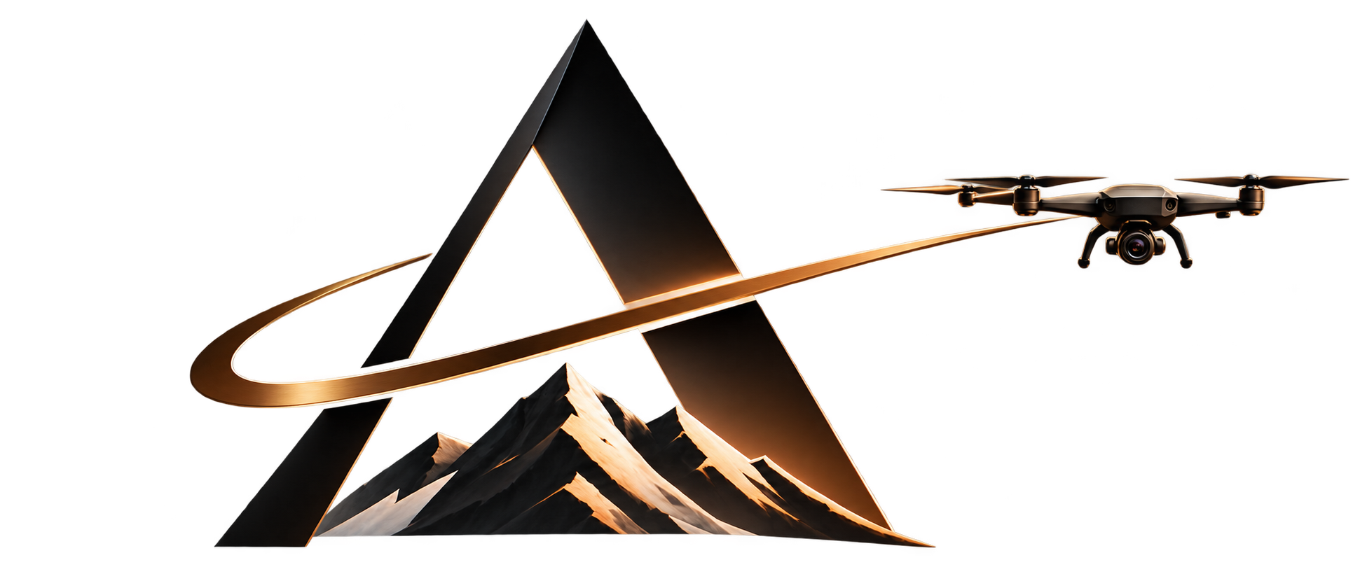 Ascension’s black A and mountain logo with a bronze orbit leading to a drone